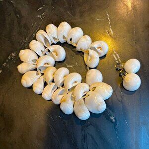 Shell bracelet with matching shell clip earrings
